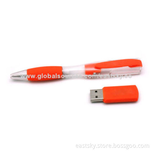 Plastic Pen-shaped USB Drive, Four Optional Logo Imprint Locations, OEM Orders are AcceptedNew